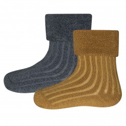 Ewers sokken 2pack bruin/grijs